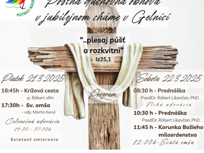 Pôstna duchovná obnova v Gelnici - 21. - 22. marca 2025