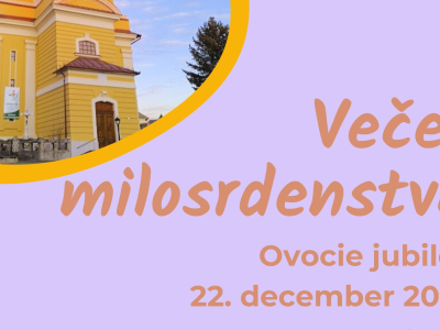 Pozvánka - Večer milosrdenstva - Rimavská Sobota - 22. decembra 2025